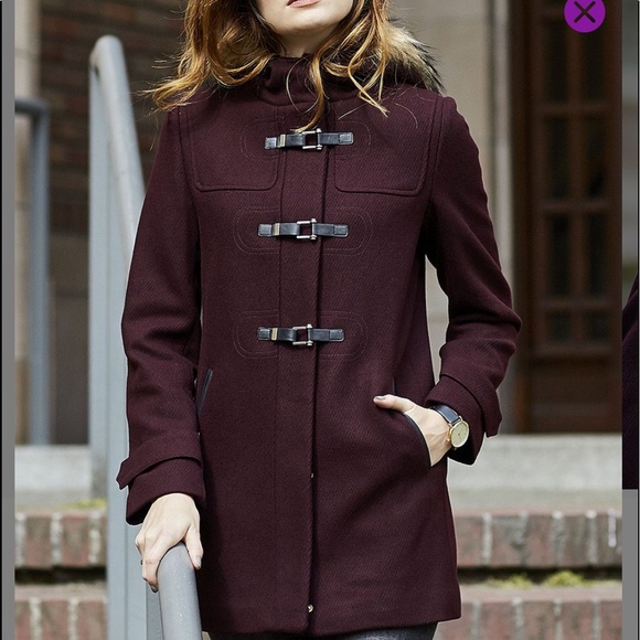 Cole Haan Jackets & Blazers - NWT Cole Haan Bordeaux Wool Blend Hooded Coat